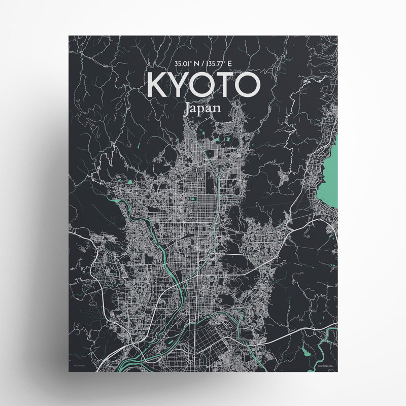 Kyoto City Map In Dream - No Frame Print, 20cm H x 16cm W x 0.05cm D