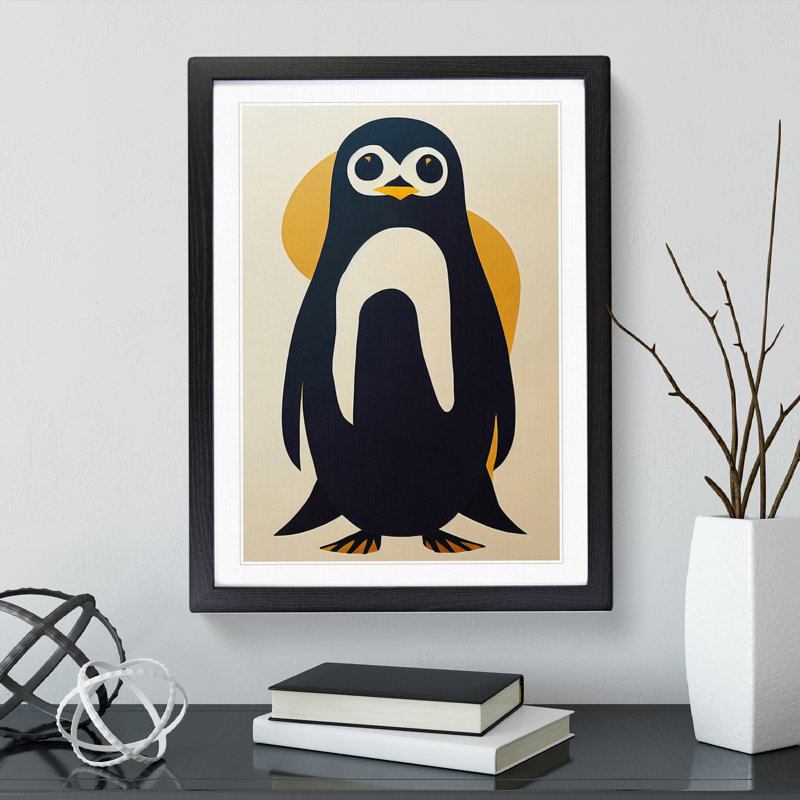 Penguin Abstract Art No.7 - Wall Art, White, Black Frame, 64cm H x 46cm W