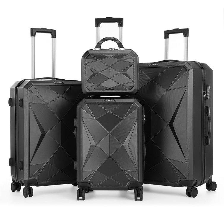 4 PCS Hardside Luggage Suitcase Set with 360° Wheels Integrated TSA Lock, 12”20"24"28" Luggage