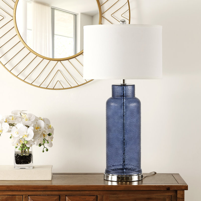 Lampe de table bleue 30,5 "avec USB
