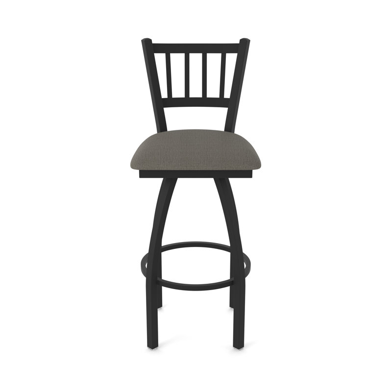 Tabouret pivotant XL 810 Contessa, Noir froissé, Tissu - graphique calice, Tabouret de comptoir (siège d'une hauteur de 25 p