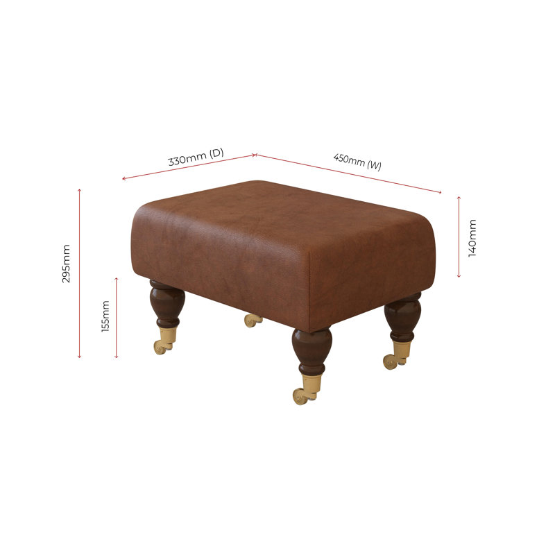 Collado Wood Caster Leg, Mahogany, Rust Brown, Italian Leather