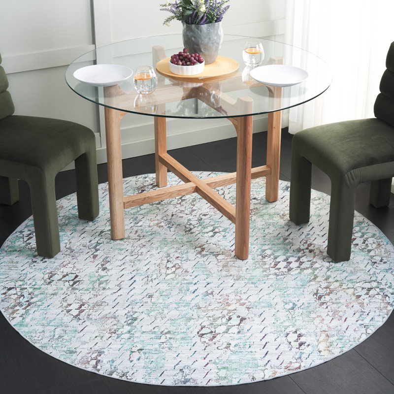 Athiran Performance Machine Washable Abstract Rug, Round 6'