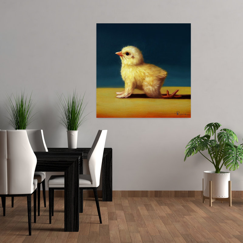 Yoga, poussin, vache, art urbain contemporain, oiseau, H 36 po x l 36 po