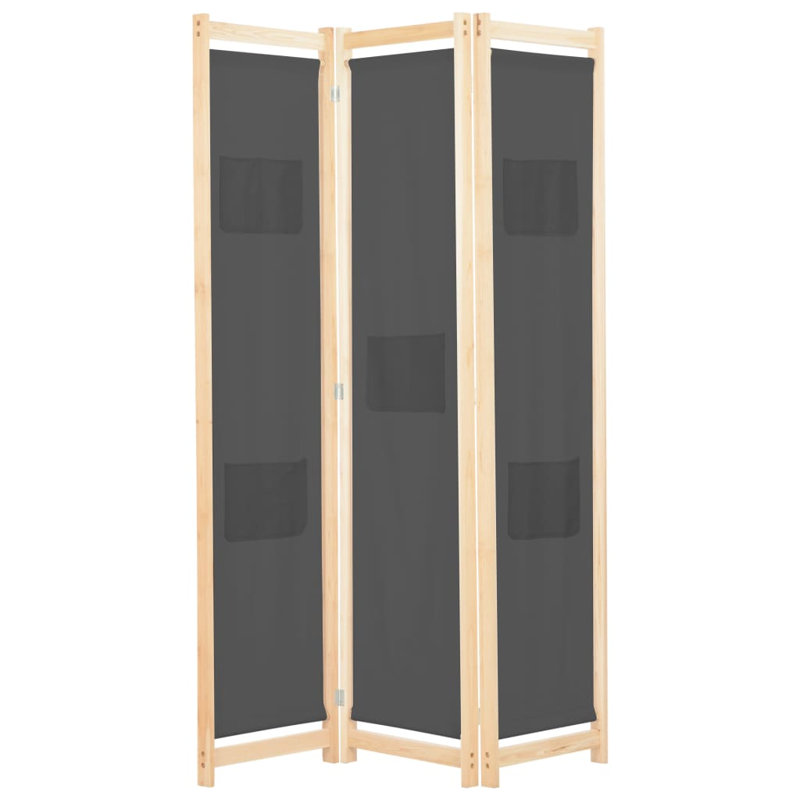 Rizzo 170cm H Folding Room Divider, 120 x 170cm, 3, Grey