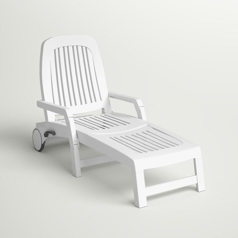 Chaise longue d'extérieur pliante sur roulettes Makaila