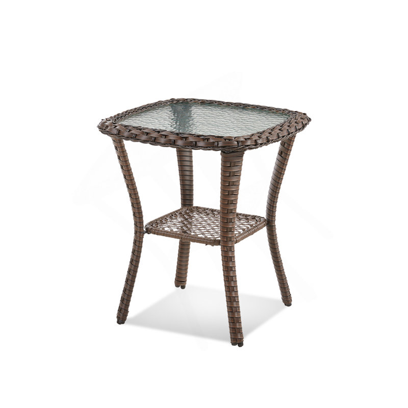 Outdoor Wicker Side Table,23X20x20 Inch All Weather Rattan Small Patio Table Square End Table For Pool Balcony Deck Porch, Brown