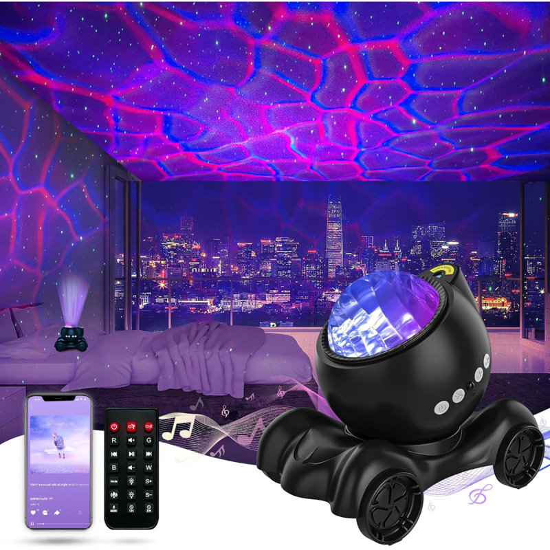 Galaxy Projector Night Light, Star Bluetooth Speaker, Solid Black | 33 Dynamic Light Effects, 8 Soothing White Noises, Remote Timer, 360° Adjustable Projection Angle, Ideal Gift, Home Decor