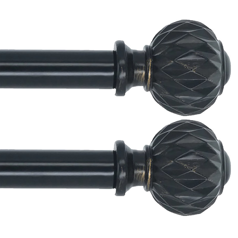Nickoy Adjustable Single Curtain Rod, Black, 28" - 48"