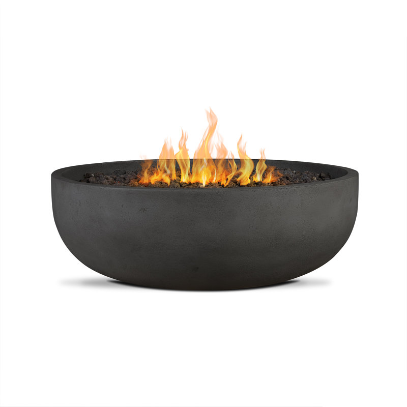 Carson 38" Round Concrete Propane Fire Pit in Carbon by Jensen Co., Black, 14.5" H x 38" W x 38" D, Liquid Propane