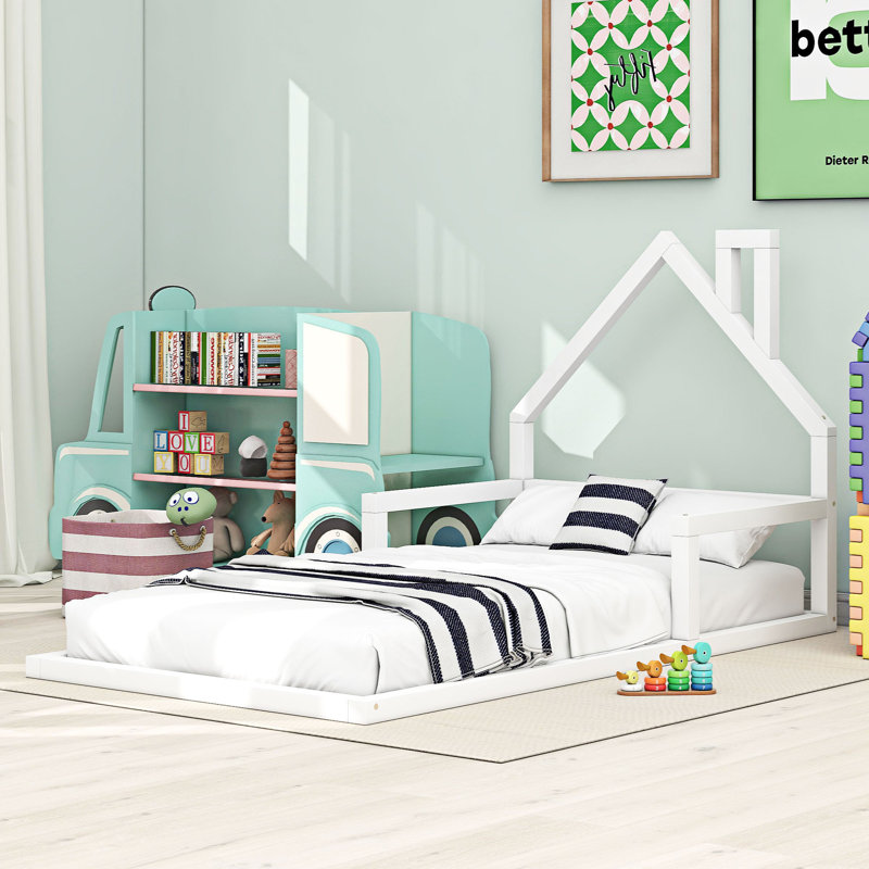 Lit en bois massif, Simple, Blanc