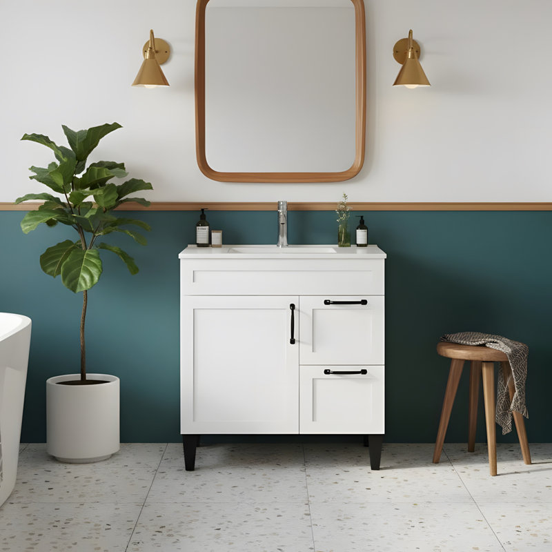Meuble-lavabo de salle de bain avec portes et tiroirs