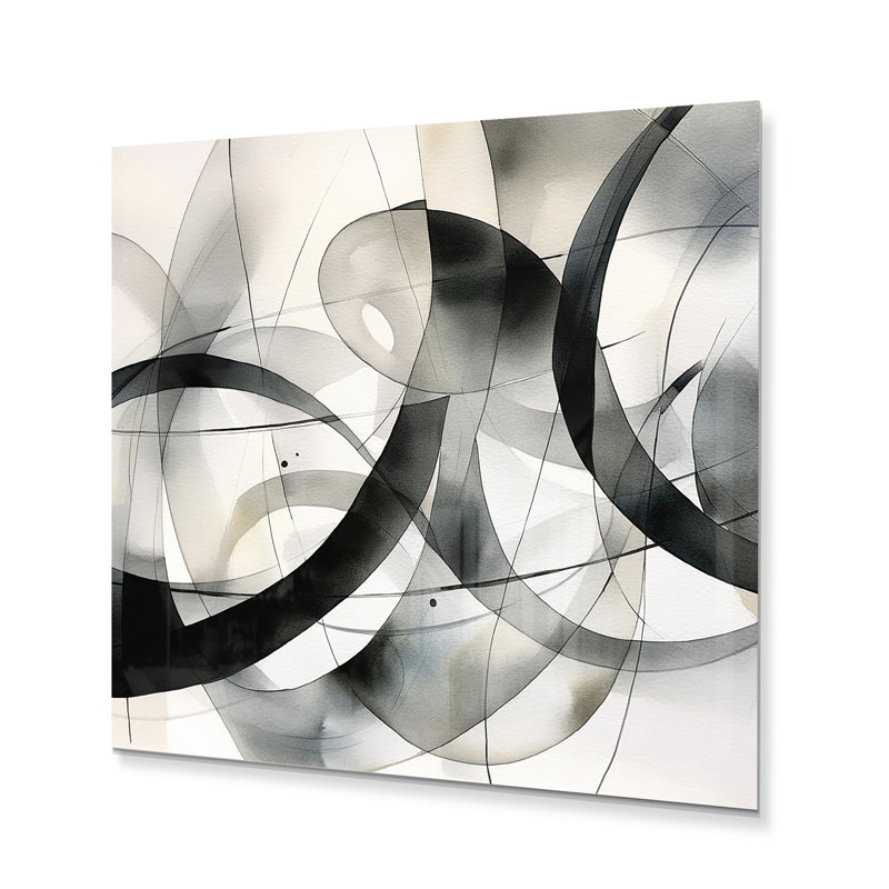 Abstract Neutral XV - impression géométrique moderne sur métal, H 36 po x l 36 po x P 1 po