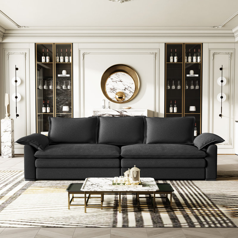 4 Seater Chenille Sofa, Black