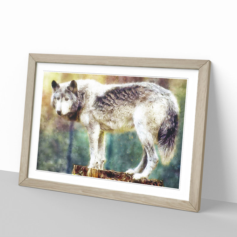 Abstract Wolf Vol.3 - Picture Frame Graphic Art, 48cm H x 65cm W x 2cm D, Oak Framed