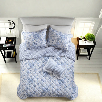 Modern Bedding Sets, King Microfiber Floral Quilt for Comfortable Home