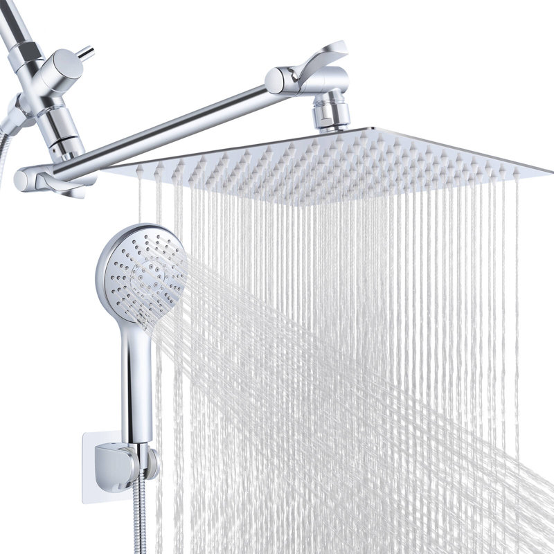 Pomme de douche double avec douchette combinée, pomme de douche à pluie 10 pouces, Chrome