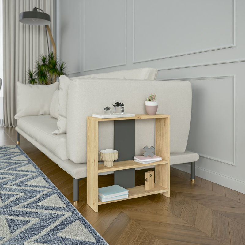 Amvi End Table, Light Brown/Black