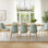  Ensemble de table de salle à manger 8 personnes Atkins avec table extensible et 8 chaises rembourrées en tissu