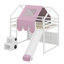 Lit mezzanine avec structure en forme de maison et tente-107262536-107262535