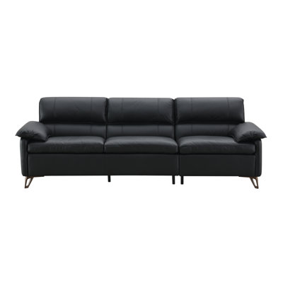 Canapé moderne Eilene, cuir fleur noir LV03700
