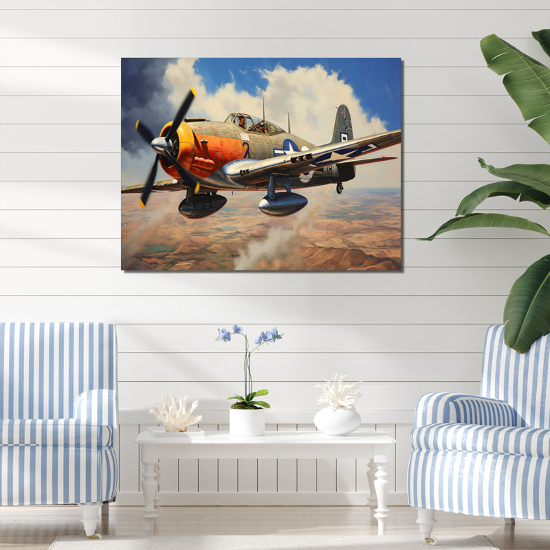 «P51B Plane Skyline II», reproduction sur toile, H 12 po x l 20 po x P 1 po, Toile tendue