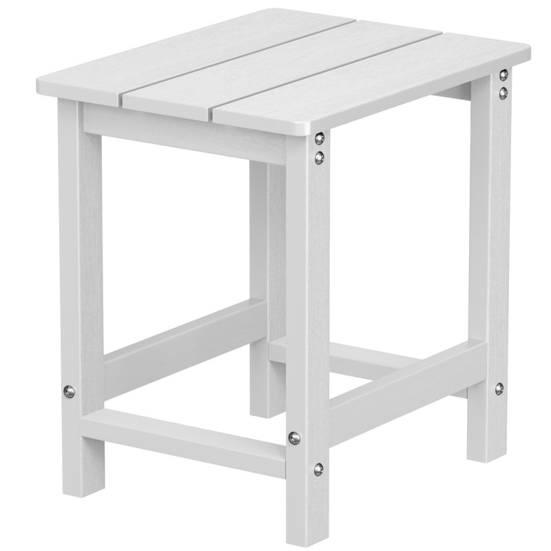 16.1" W x 12.2'' D x 16.7'' H HIPS Outdoor Side Table for Adirondack Chairs, Easy Maintenance & Weather-Resistant Patio End Table with 200Lbs Load Bearing for Backyard, Pool, Patio, Porch, Garden, Lawn, Relaxing Companion, White