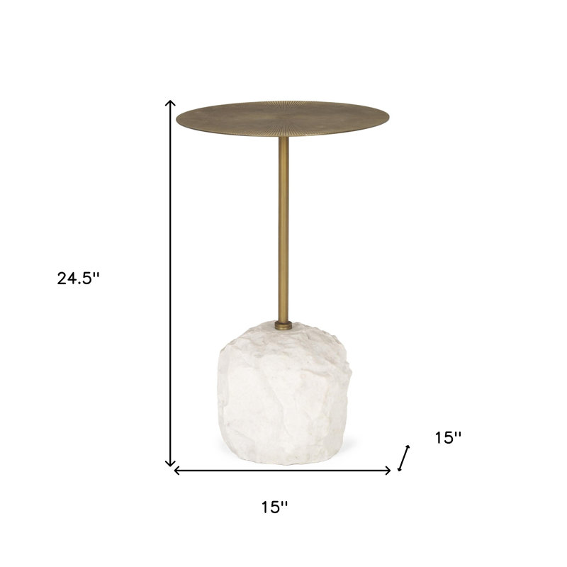 Table-plateau 15 po en fer et bois doré et blanc