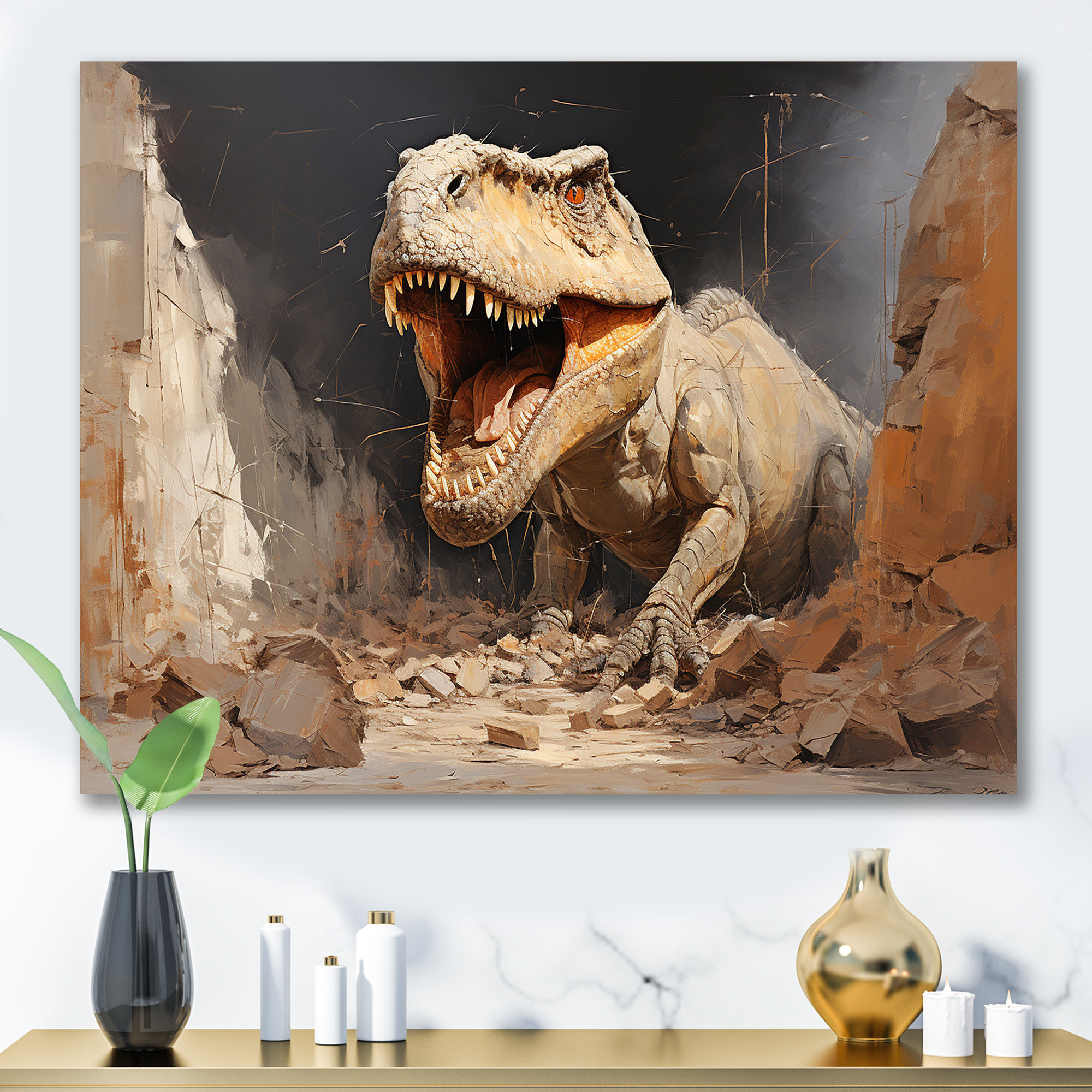 Trinx Brown Prehistoric Dinosaur Canyon II - Dinosaurwall Art | Wayfair