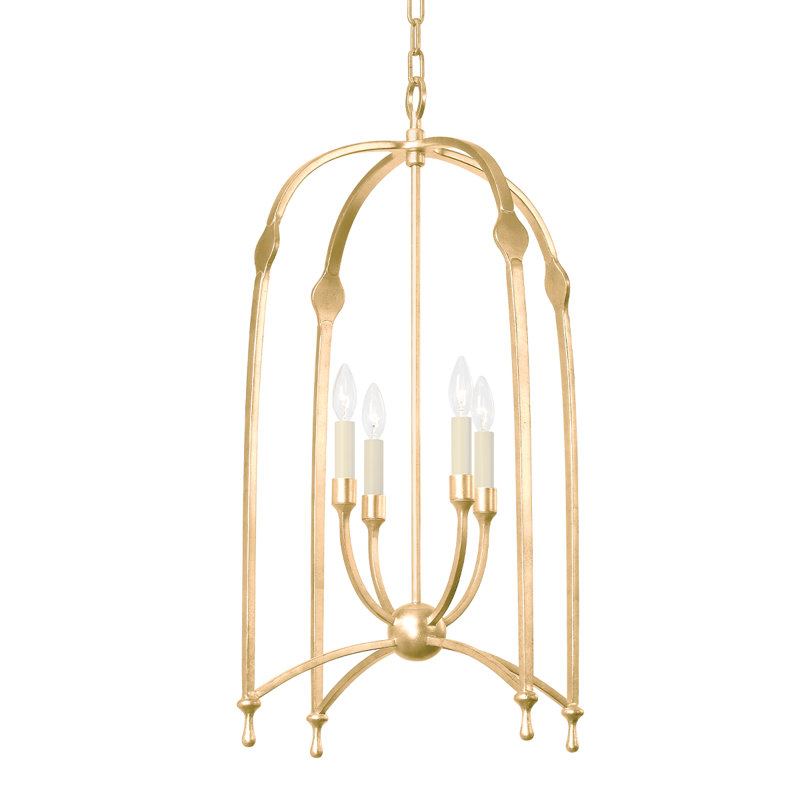 Vintage Gold Leaf 4-Light Glass Globe Pendant