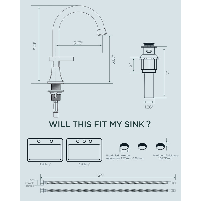 Widespread 2-handle Bathroom Faucet With Drain Assembly, Matte Black