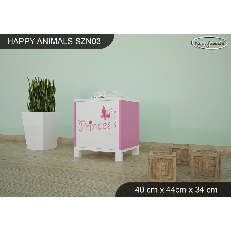 Nightstand, White/Pink