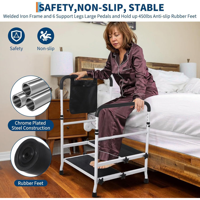 Marchepied et plateforme antidérapante, capacité de charge de 450 lb, marchepied réglable pour adultes, personnes âgées, repose-pieds de chevet, cuisine