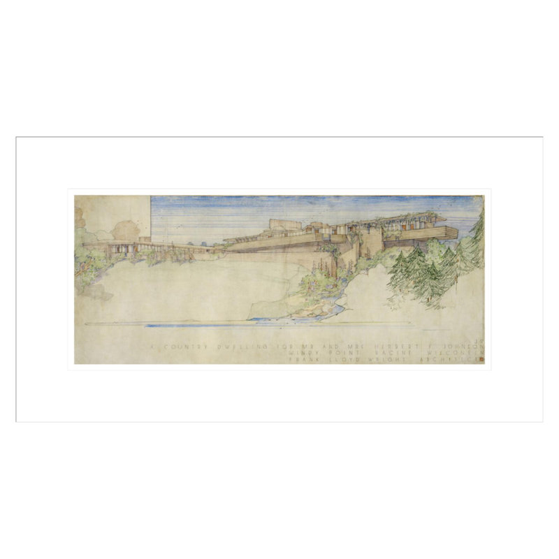 «Herbert Racine WI» par Frank Lloyd Wright - reproduction encadrée giclée, H 12,34 po x l 21,75 po