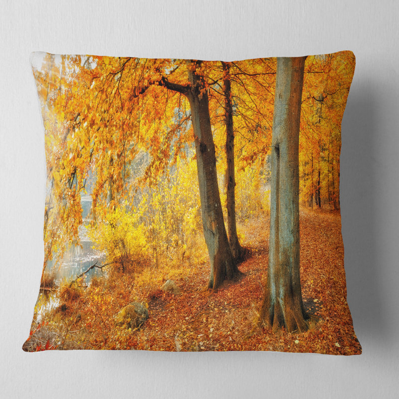Coussin paysage d'automne, 18 po x 18 po, Carré