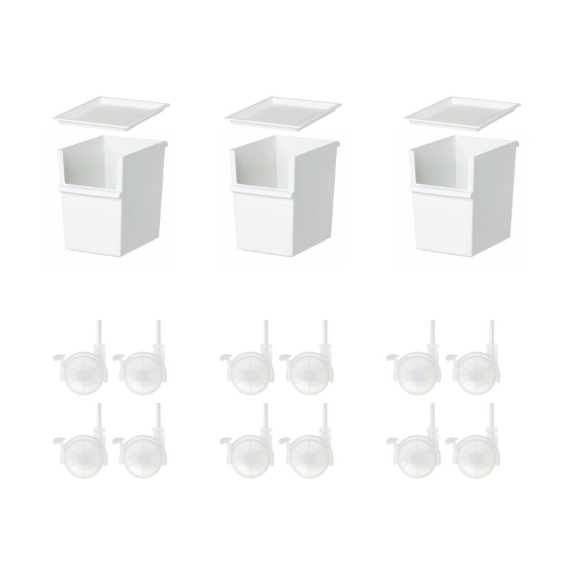 Ensemble de 3 boîtes de rangement en plastique avec couvercles et roulettes Like-it