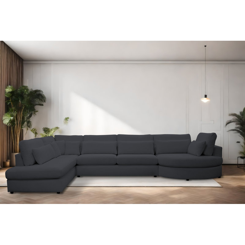 6 Seater Corner Sofa , Right Hand Facing, Black