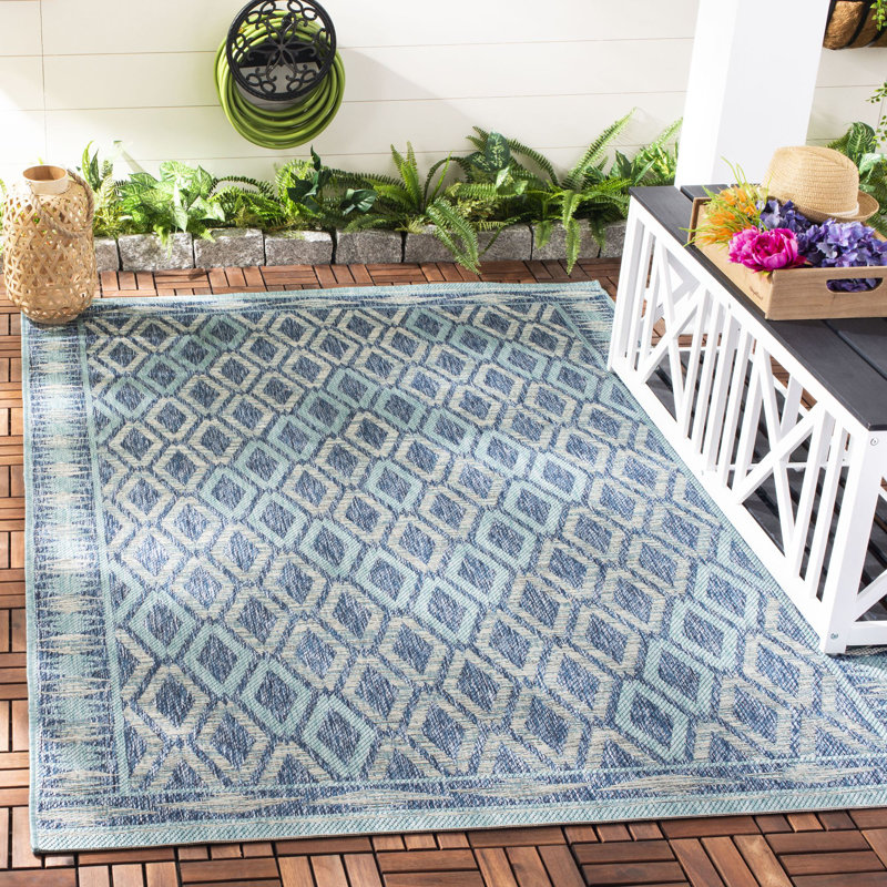 Tapis d'intérieur / extérieur à motif géométrique Amarien Performance, Rectangle 6 pi 7 po x 9 pi 6 po