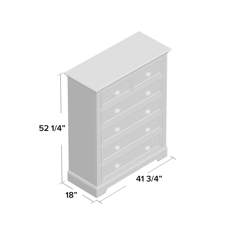 Huey 41.75'' W 6 - Drawer Dresser, White