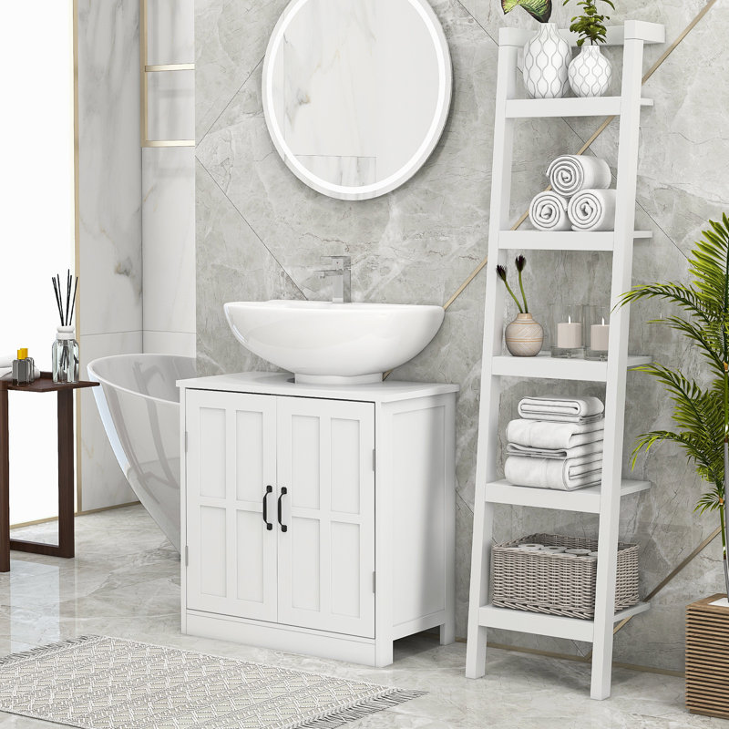 Bathroom Cabinet With Adjustable Shelf, White, Enhancing Utility Space Sink Unit, Shelf Solution