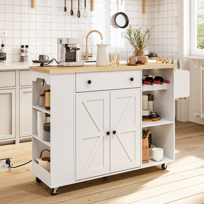 Garay 46.4" Kitchen Island with Charging Station and Storage by Gracie Oaks