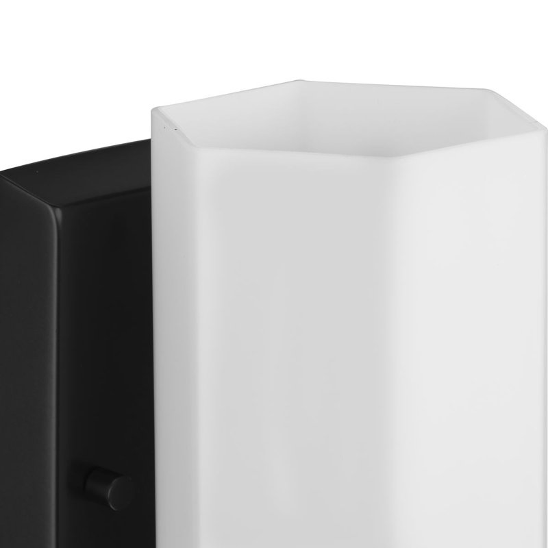 Estrada Matte Black Steel Vanity Light with Opal Glass Shade
