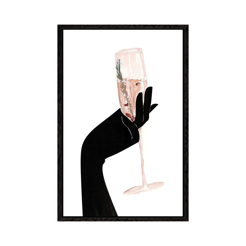 Champagne Chic by Sabina Fenn - Print on Canvas, Black Floater Framed, 66.04cm H x 45.72cm W x 3.81cm D