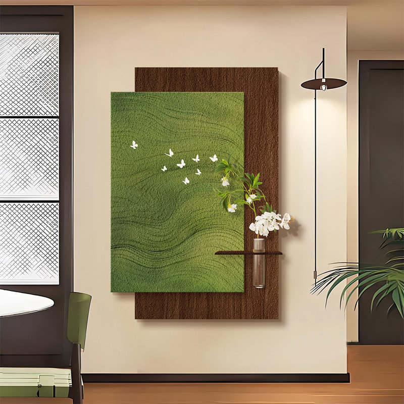 Green + Nut-brown Rectangle Sandstone Wall art, 31.5" H x 20.87" W