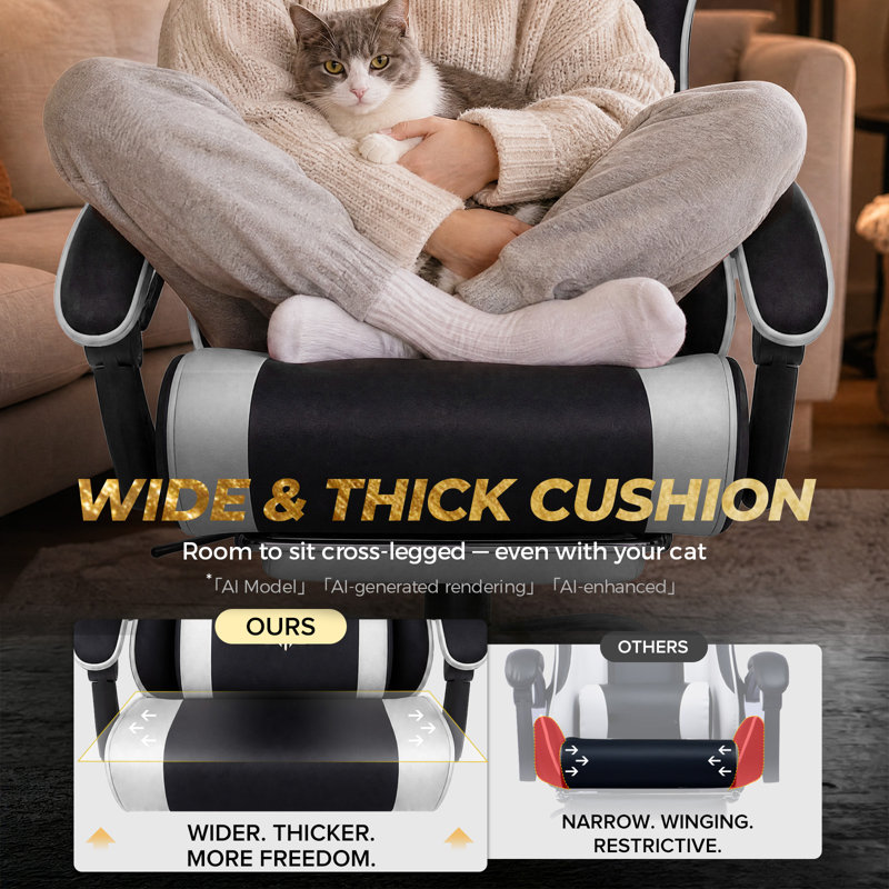 LUCKRACER PC & Racing Game Chair, White