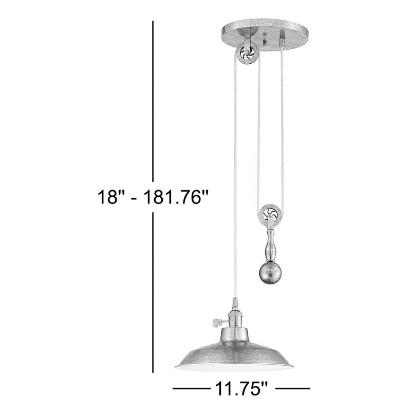 1 - Light Single Pendant, Antique Bronze