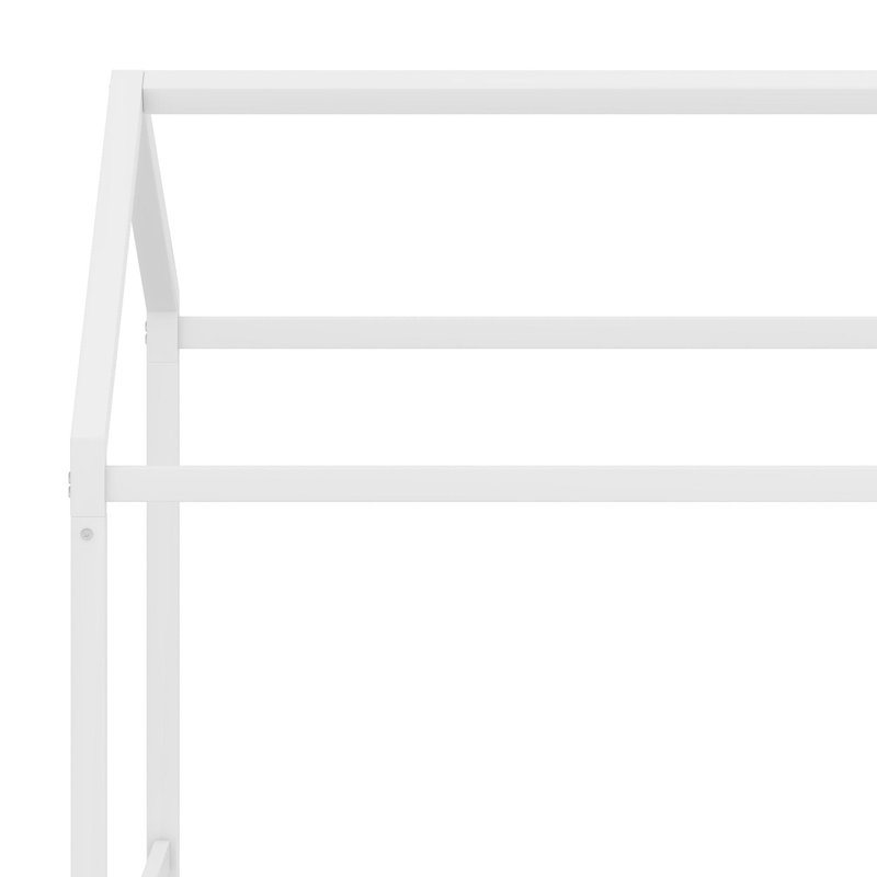 Minimalist House-Style Floor Bed For Independent Sleepers, Full, White