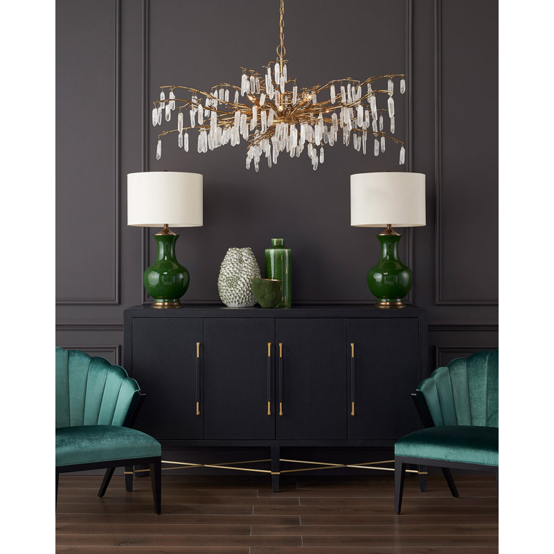 Lilou Table Lamp, Green/Antique Brass