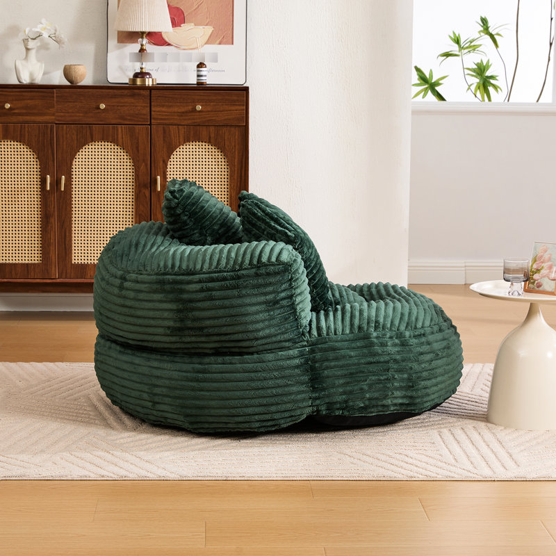 Pouf en velours côtelé, 3 coussins, dossier haut, ergonomique, mousse haute densité, idéal pour la sieste dans la chambre, grande taille, convient aux adultes et au revêtement de sol, parfait pour se détendre dans le salon