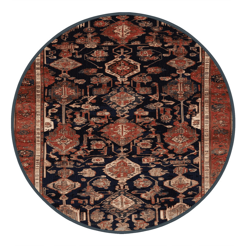 Tapis brun turc lavable à la machine, Rond 6 pi